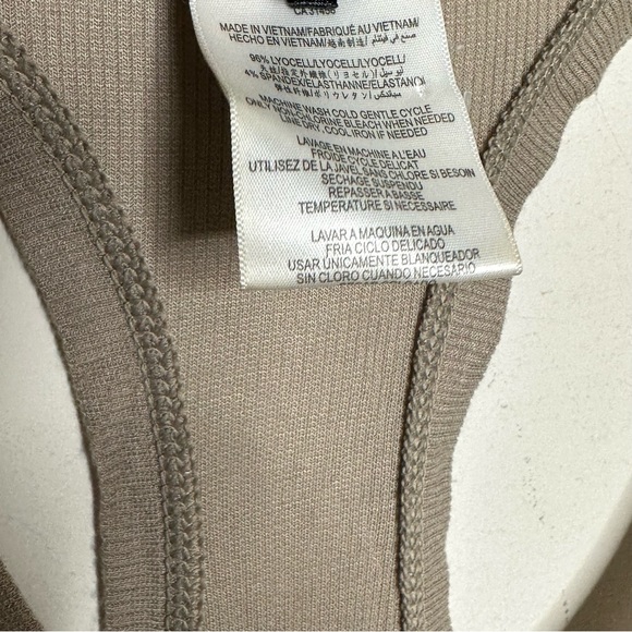 BCBGMaxazria Hazel Tank Dress in Gravel Taupe Lyocell Ribbed Knit Racerback M - Picture 6 of 11
